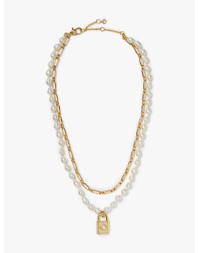 lock and spade pearl statement necklace