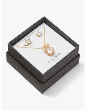 pave present mini pendant and studs set - boxed