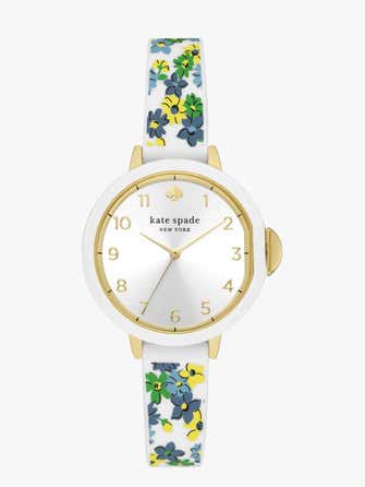 Mother'S Day Gold/White Floral Silicone Watch